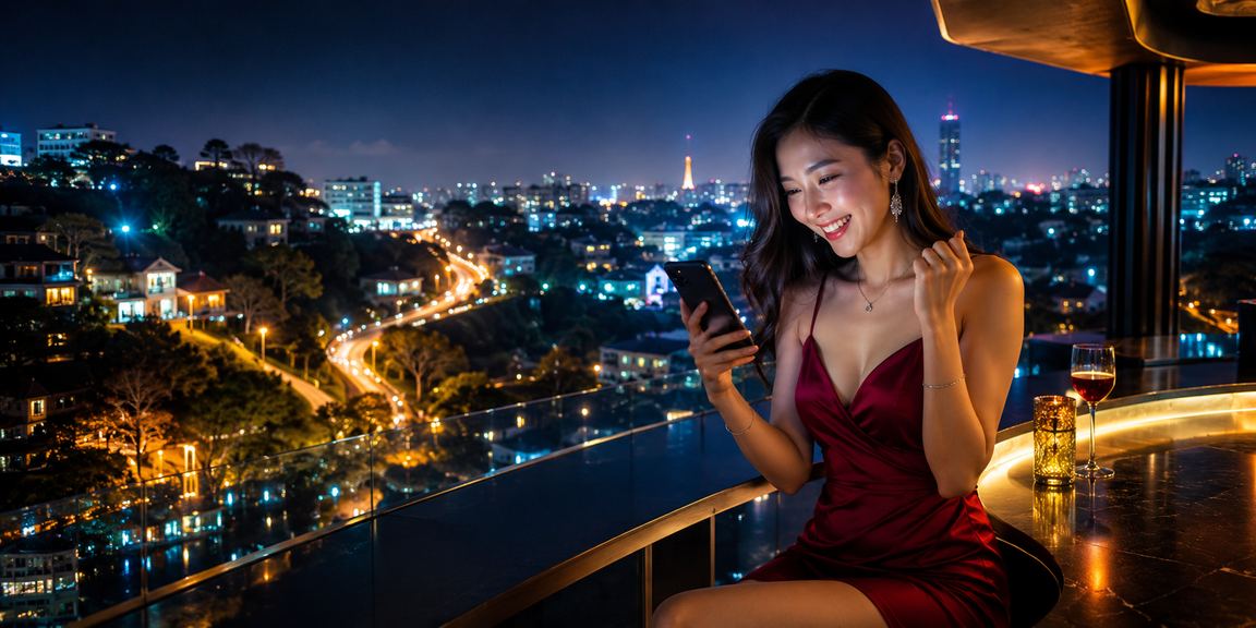 Người dùng tại Đà Lạt trải nghiệm casino mobile trên điện thoại giữa khung cảnh núi rừng
