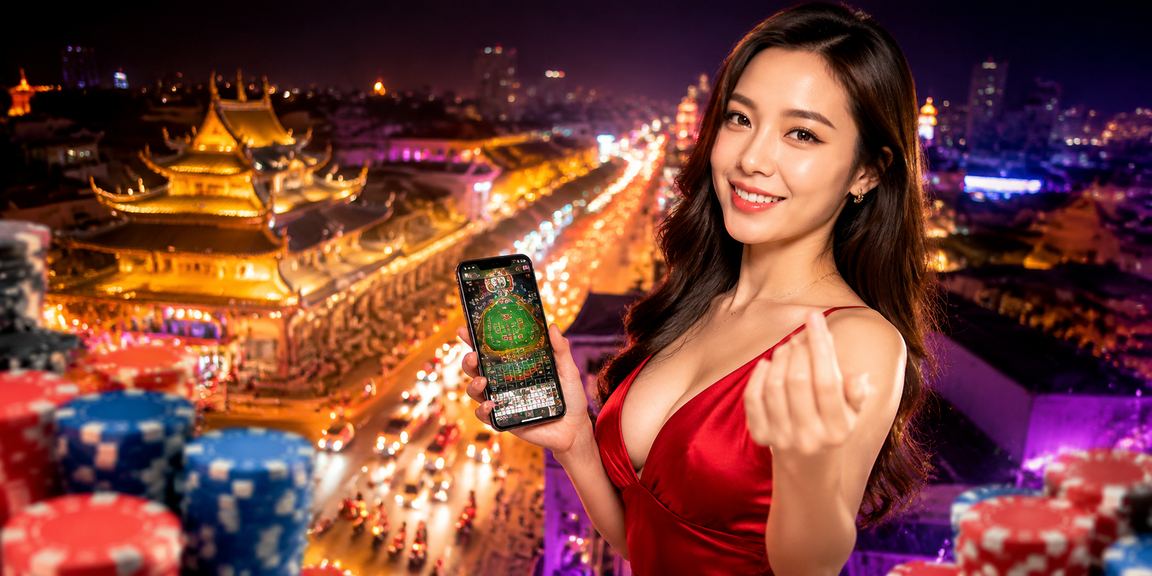 Không khí cá cược sôi động ban đêm tại Huế với ánh đèn neon rực rỡ trên nền phố cổ